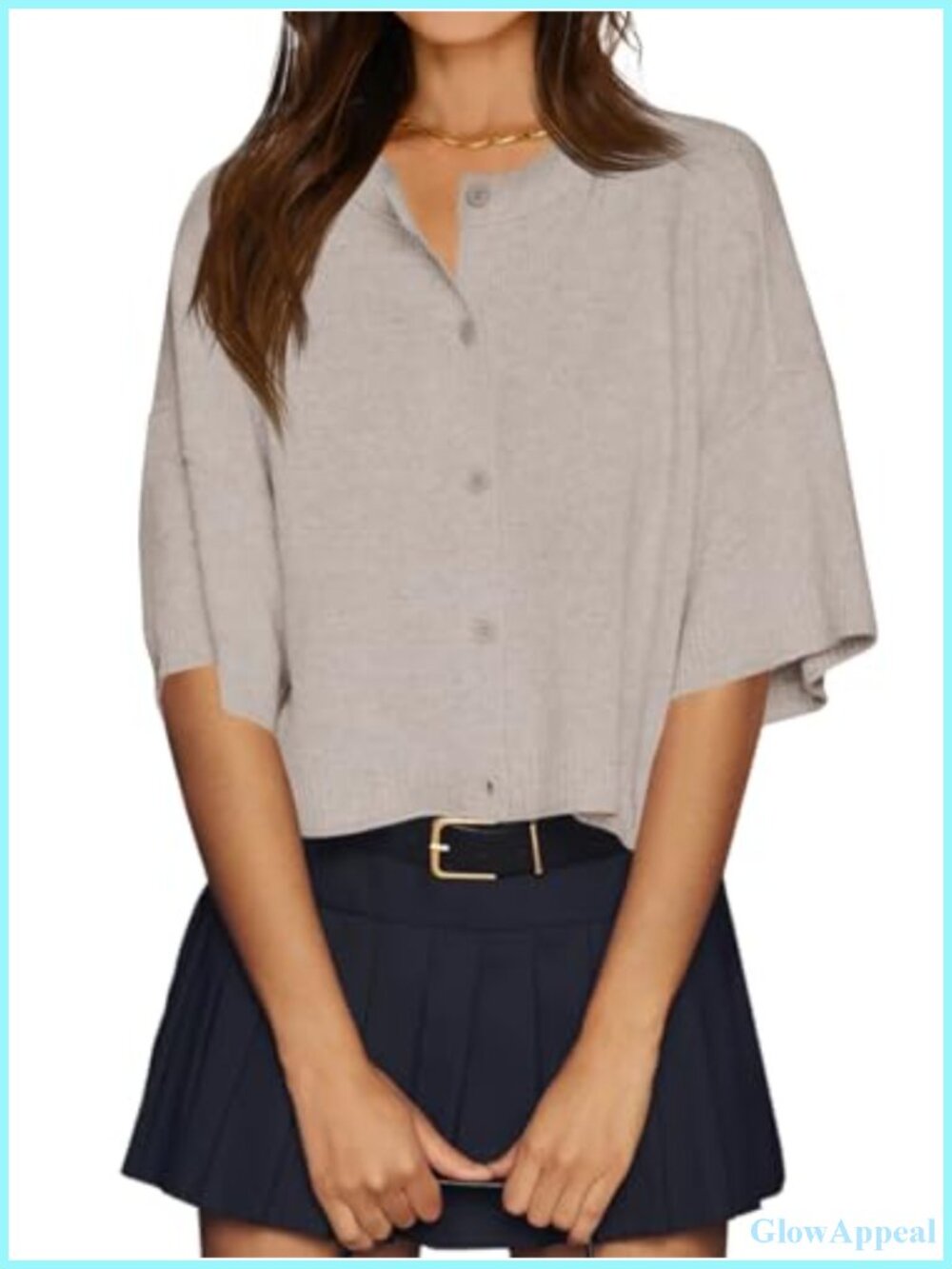 Women's Half Sleeve Oversized Cardigan Button Front Knit Sweater